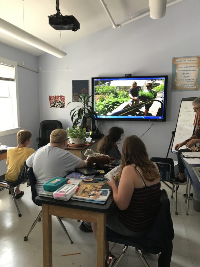 Students learning about horticulture in the classroom.
