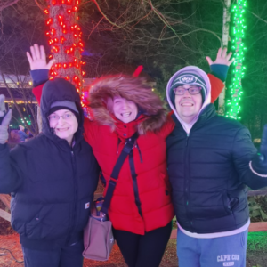 Resident and staff during holiday community outing